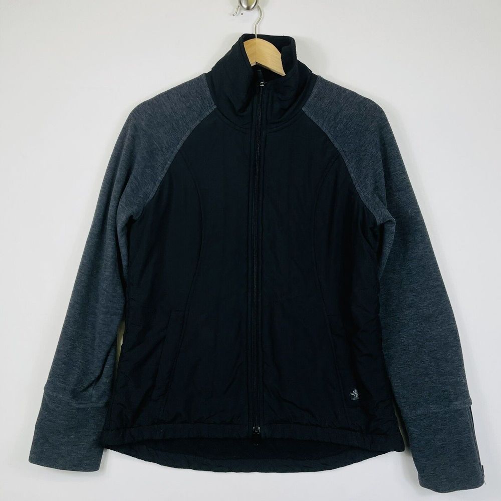 Prana Jacket Womens Large Black Grey Quilted Hybrid Full Zip Gorpcore Outdoor - Picture 1 of 6